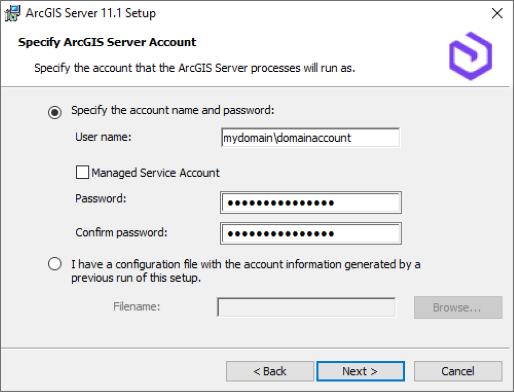Using a domain account Using a domain account